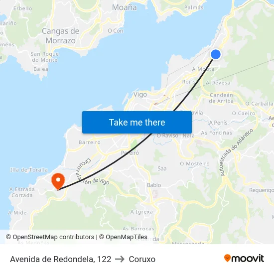 Avenida de Redondela, 122 to Coruxo map
