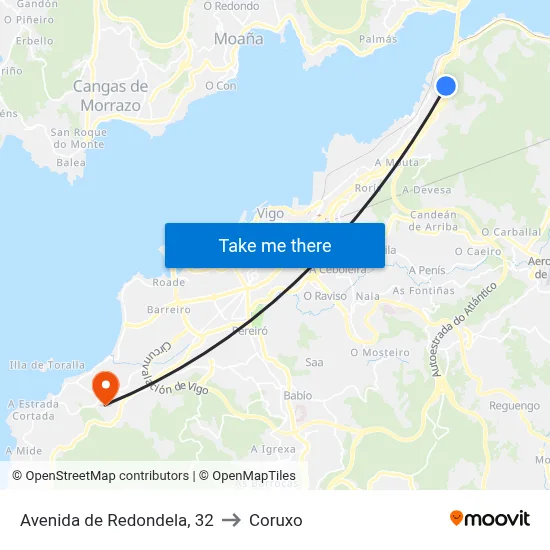 Avenida de Redondela, 32 to Coruxo map