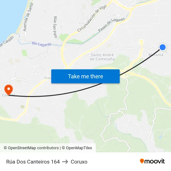 Rúa Dos Canteiros 164 to Coruxo map