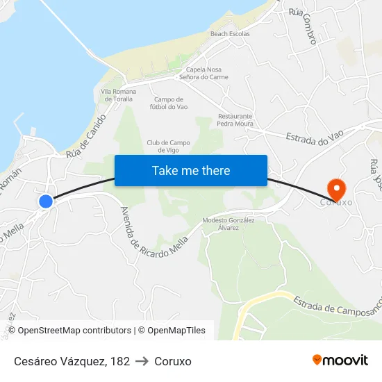 Cesáreo Vázquez, 182 to Coruxo map