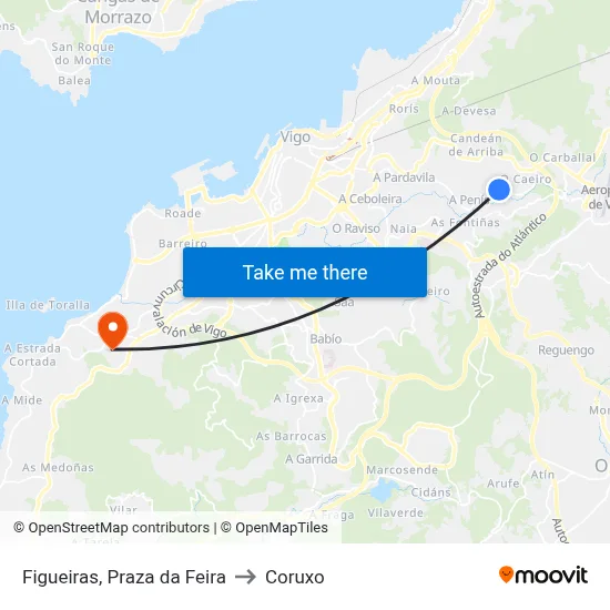 Figueiras, Praza da Feira to Coruxo map