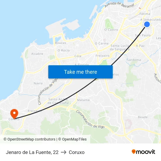 Jenaro de La Fuente, 22 to Coruxo map
