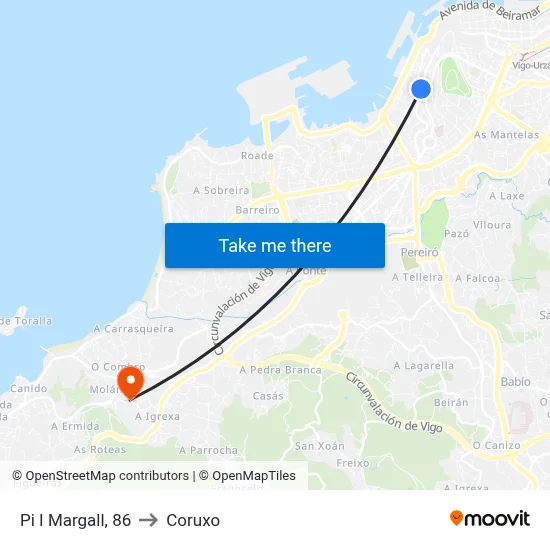 Pi I Margall, 86 to Coruxo map