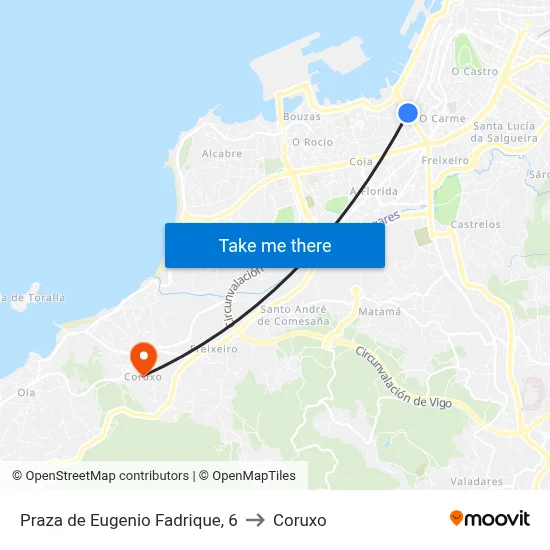 Praza de Eugenio Fadrique, 6 to Coruxo map