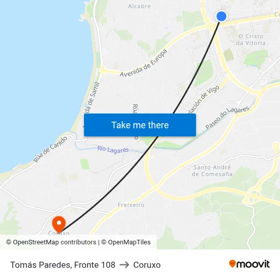 Tomás Paredes, Fronte 108 to Coruxo map