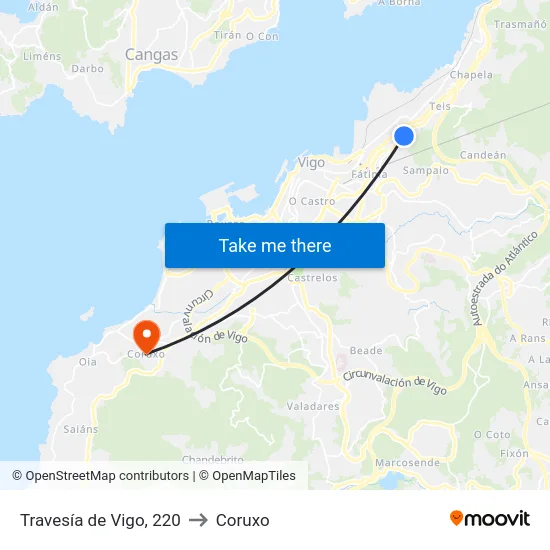 Travesía de Vigo, 220 to Coruxo map