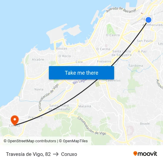 Travesía de Vigo, 82 to Coruxo map