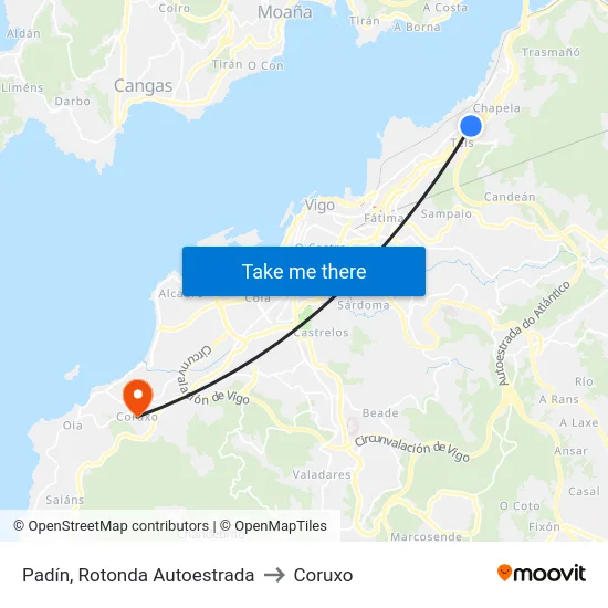 Padín, Rotonda Autoestrada to Coruxo map