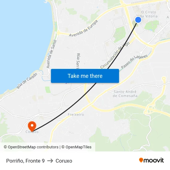 Porriño, Fronte 9 to Coruxo map