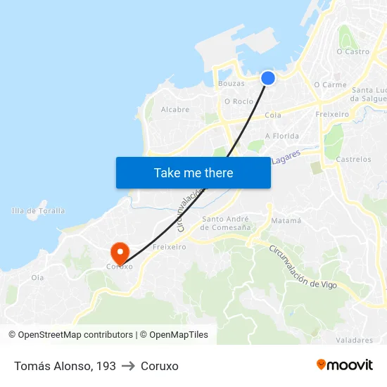 Tomás Alonso, 193 to Coruxo map