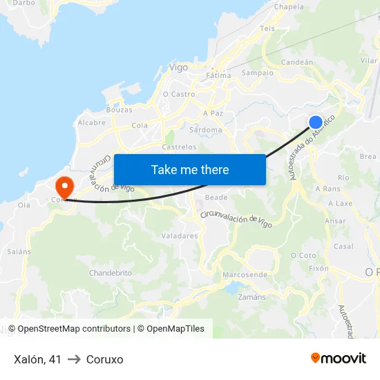 Xalón, 41 to Coruxo map