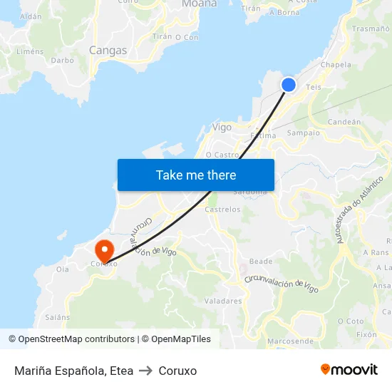 Mariña Española, Etea to Coruxo map