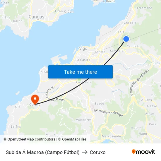 Subida Á Madroa (Campo Fútbol) to Coruxo map