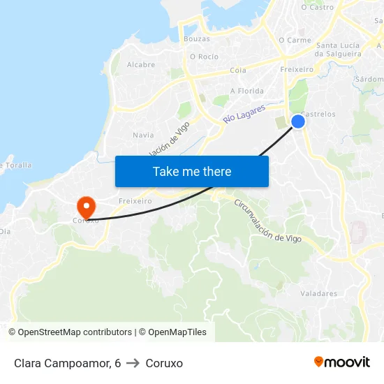 Clara Campoamor, 6 to Coruxo map