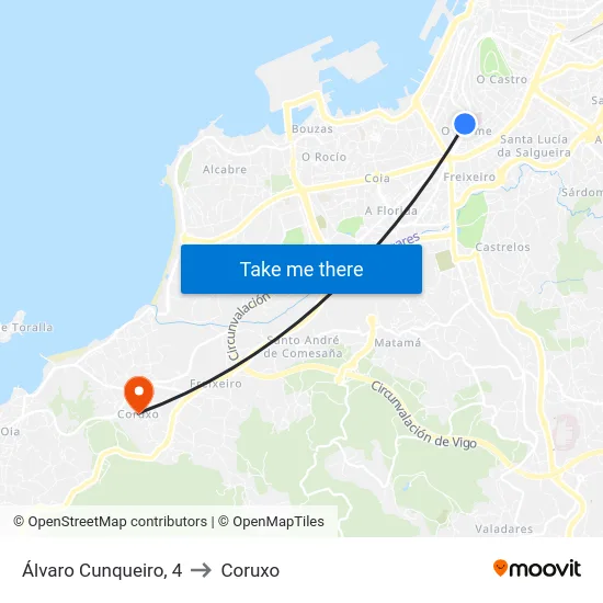 Álvaro Cunqueiro, 4 to Coruxo map
