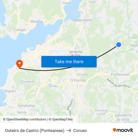 Outeiro de Castro (Ponteareas) to Coruxo map