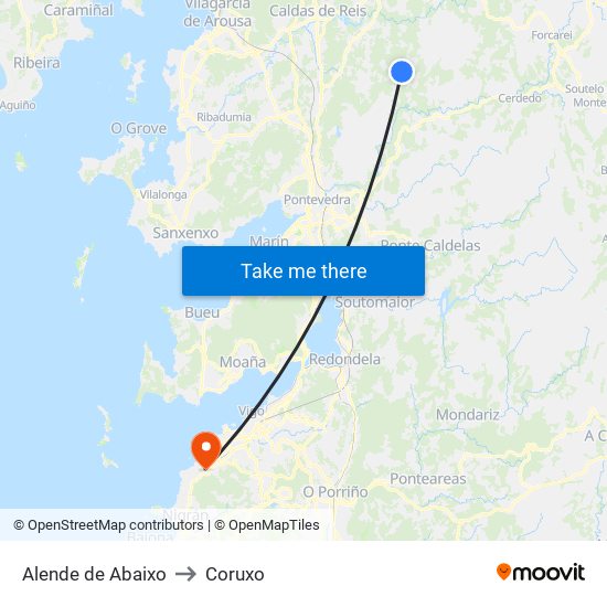 Alende de Abaixo to Coruxo map