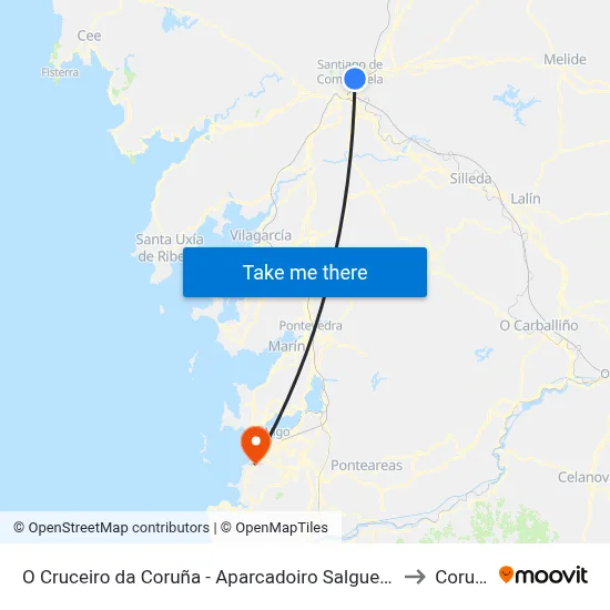 O Cruceiro da Coruña - Aparcadoiro Salgueiriños to Coruxo map