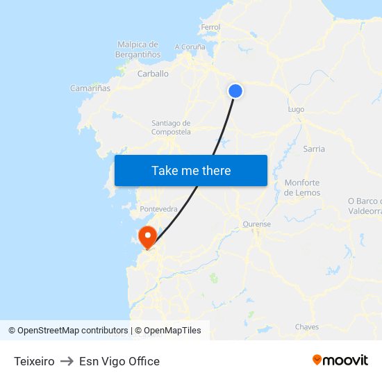 Teixeiro to Esn Vigo Office map