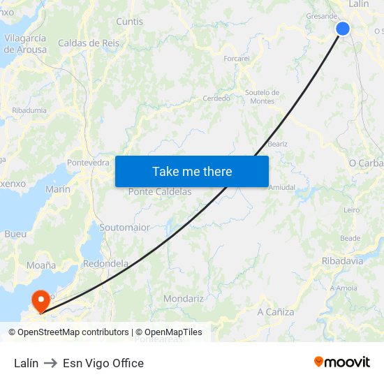 Lalín to Esn Vigo Office map