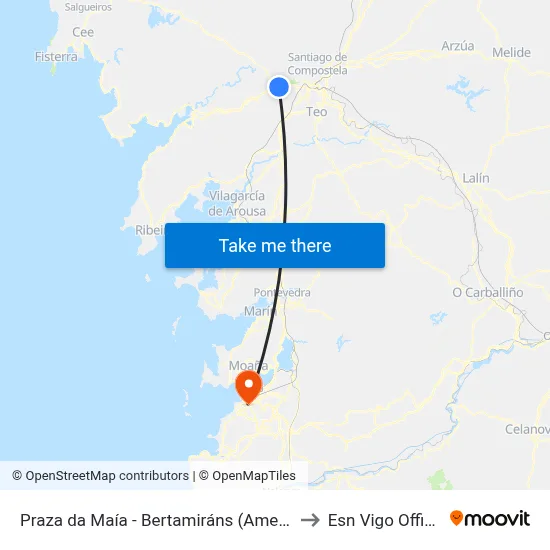 Praza da Maía - Bertamiráns (Ames) to Esn Vigo Office map
