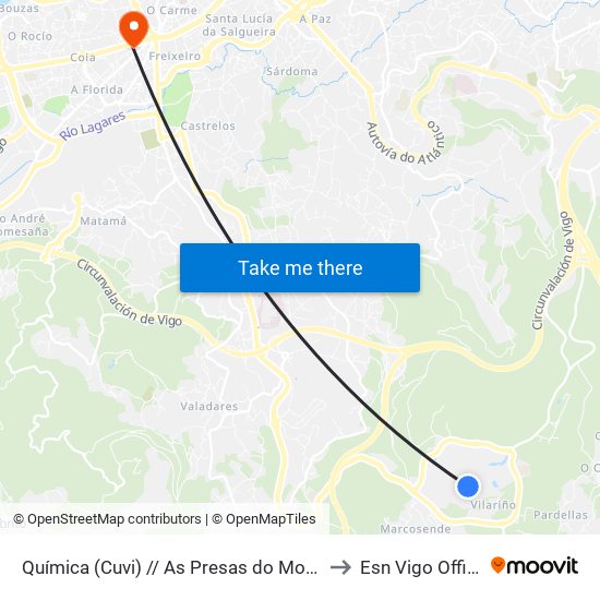 Química (Cuvi) // As Presas do Monte to Esn Vigo Office map