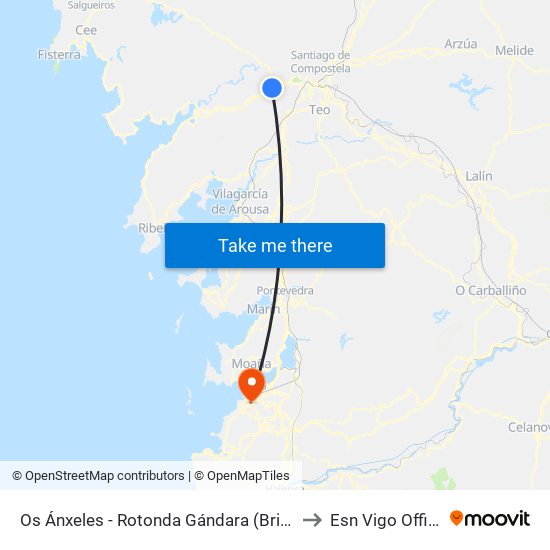 Os Ánxeles - Rotonda Gándara (Brión) to Esn Vigo Office map