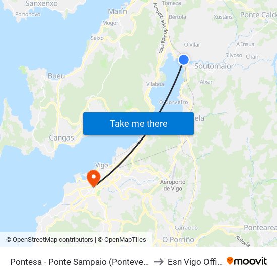 Pontesa - Ponte Sampaio (Pontevedra) to Esn Vigo Office map