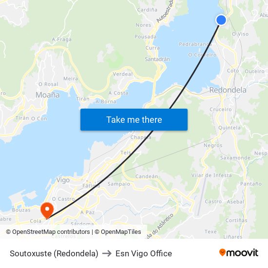 Soutoxuste (Redondela) to Esn Vigo Office map