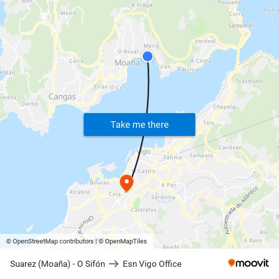 Suarez (Moaña) - O Sifón to Esn Vigo Office map