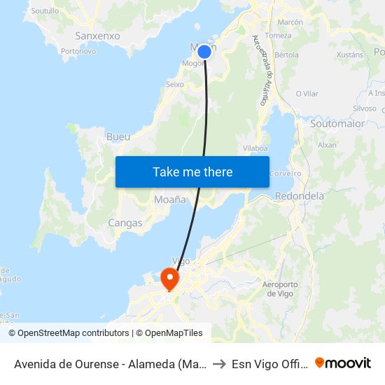 Avenida de Ourense - Alameda (Marín) to Esn Vigo Office map