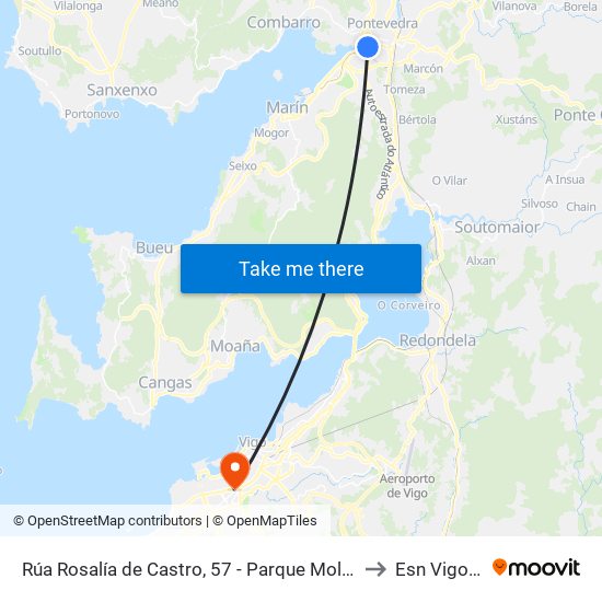 Rúa Rosalía de Castro, 57 - Parque Mollavao (Pontevedra) to Esn Vigo Office map