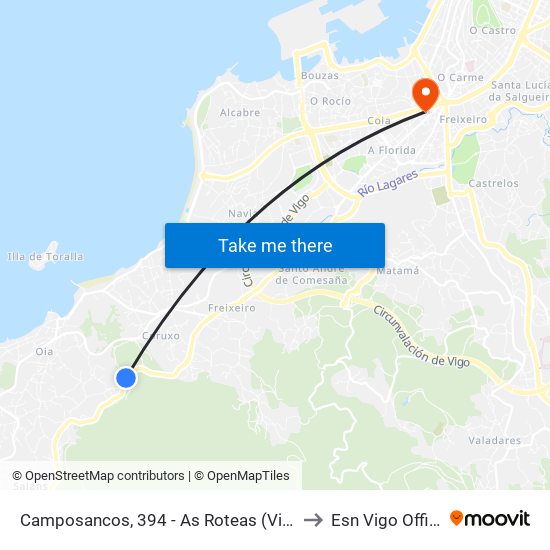 Camposancos, 394 - As Roteas (Vigo) to Esn Vigo Office map