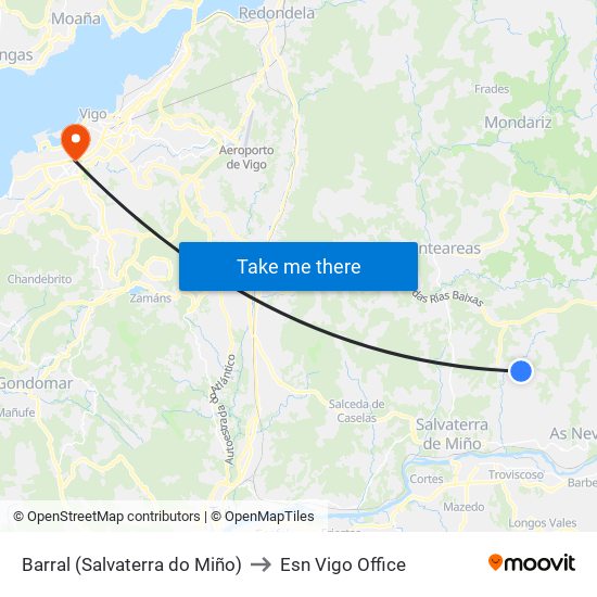 Barral (Salvaterra do Miño) to Esn Vigo Office map