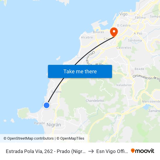 Estrada Pola Vía, 262 - Prado (Nigrán) to Esn Vigo Office map