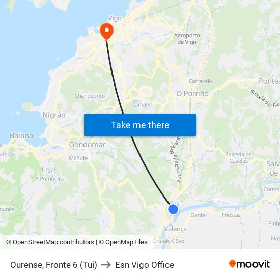 Tui (Rúa Ourense) to Esn Vigo Office map