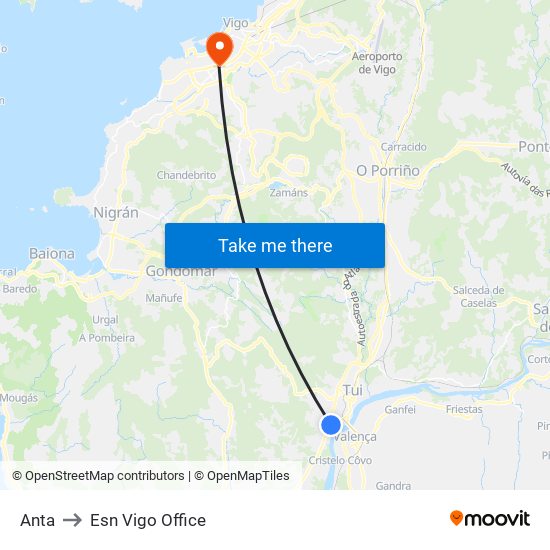 Anta to Esn Vigo Office map