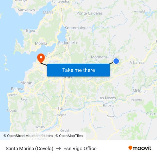 Santa Mariña (Covelo) to Esn Vigo Office map