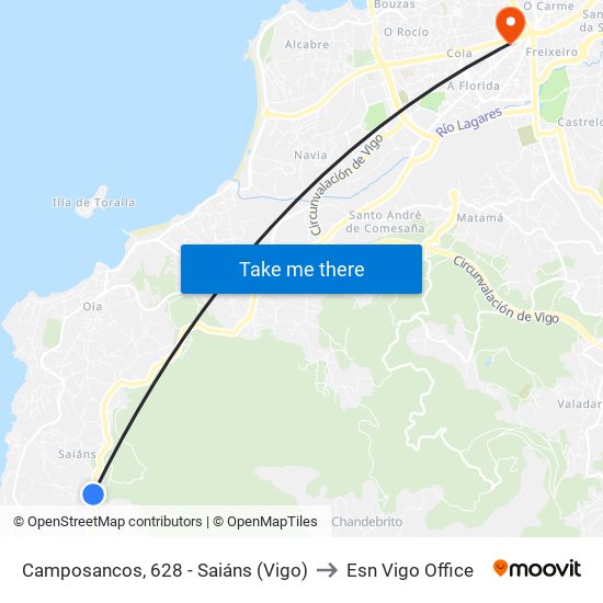 Camposancos, 628 - Saiáns (Vigo) to Esn Vigo Office map