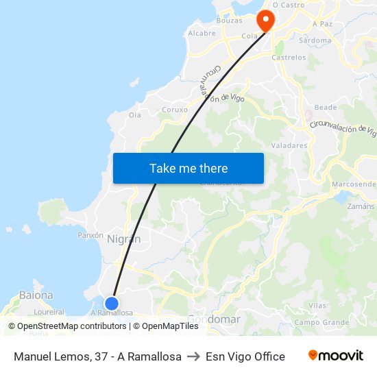 Manuel Lemos, 37 - A Ramallosa to Esn Vigo Office map