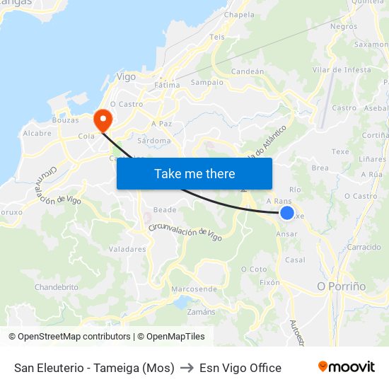 San Eleuterio - Tameiga (Mos) to Esn Vigo Office map