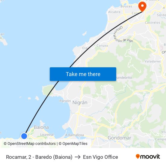 Rocamar, 2 - Baredo (Baiona) to Esn Vigo Office map