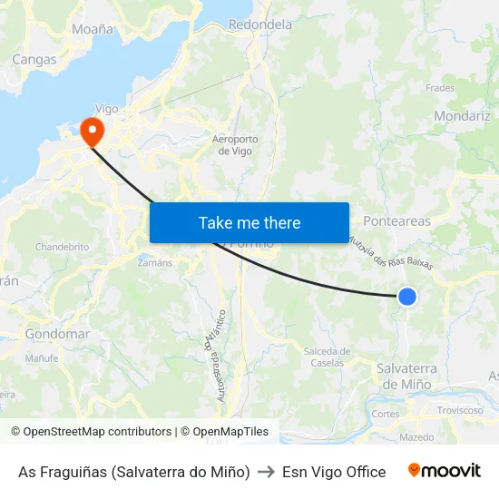 As Fraguiñas (Salvaterra do Miño) to Esn Vigo Office map