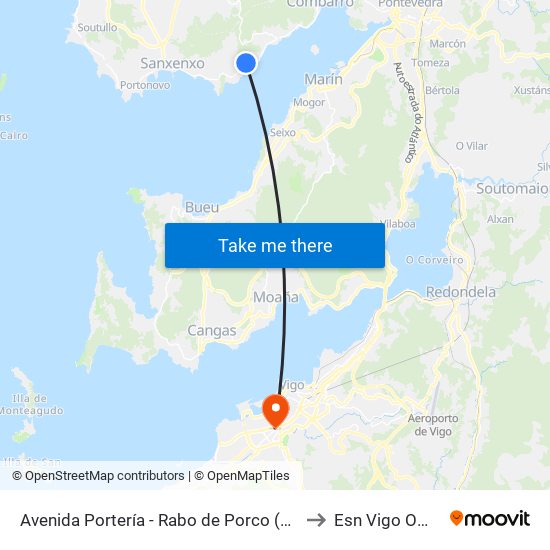 Avenida Portería - Rabo de Porco (Poio) to Esn Vigo Office map