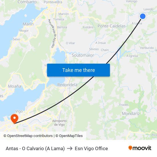 Antas - O Calvario (A Lama) to Esn Vigo Office map