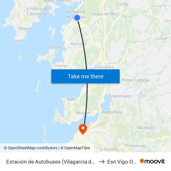 Estación de Autobuses (Vilagarcía de Arousa) to Esn Vigo Office map