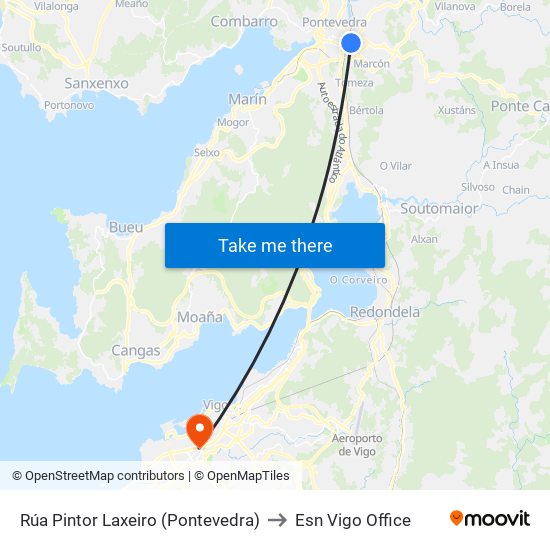 Rúa Pintor Laxeiro (Pontevedra) to Esn Vigo Office map