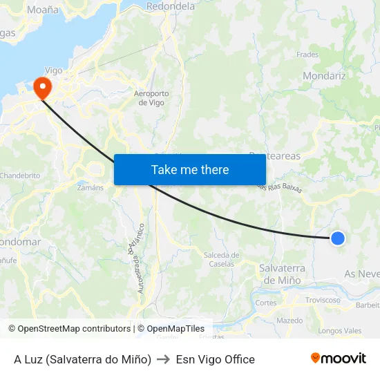 A Luz (Salvaterra do Miño) to Esn Vigo Office map