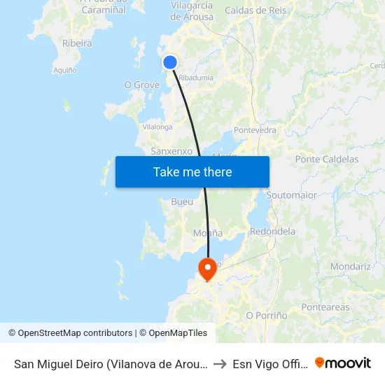 San Miguel Deiro (Vilanova de Arousa) to Esn Vigo Office map