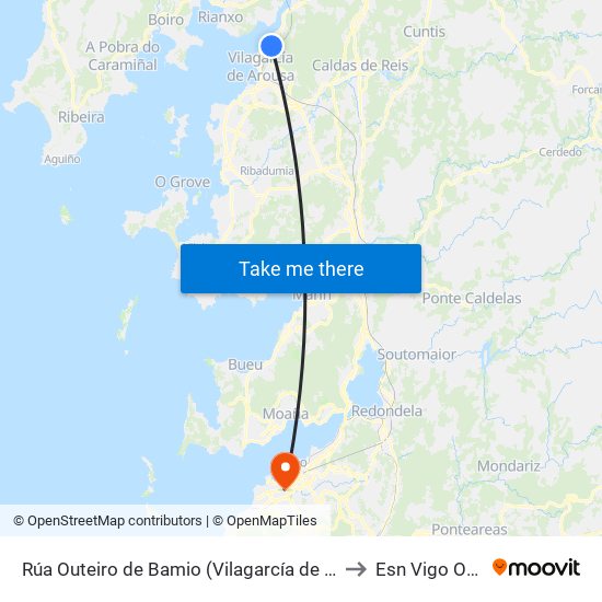 Rúa Outeiro de Bamio (Vilagarcía de Arousa) to Esn Vigo Office map